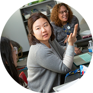 Educators learning together in a classroom